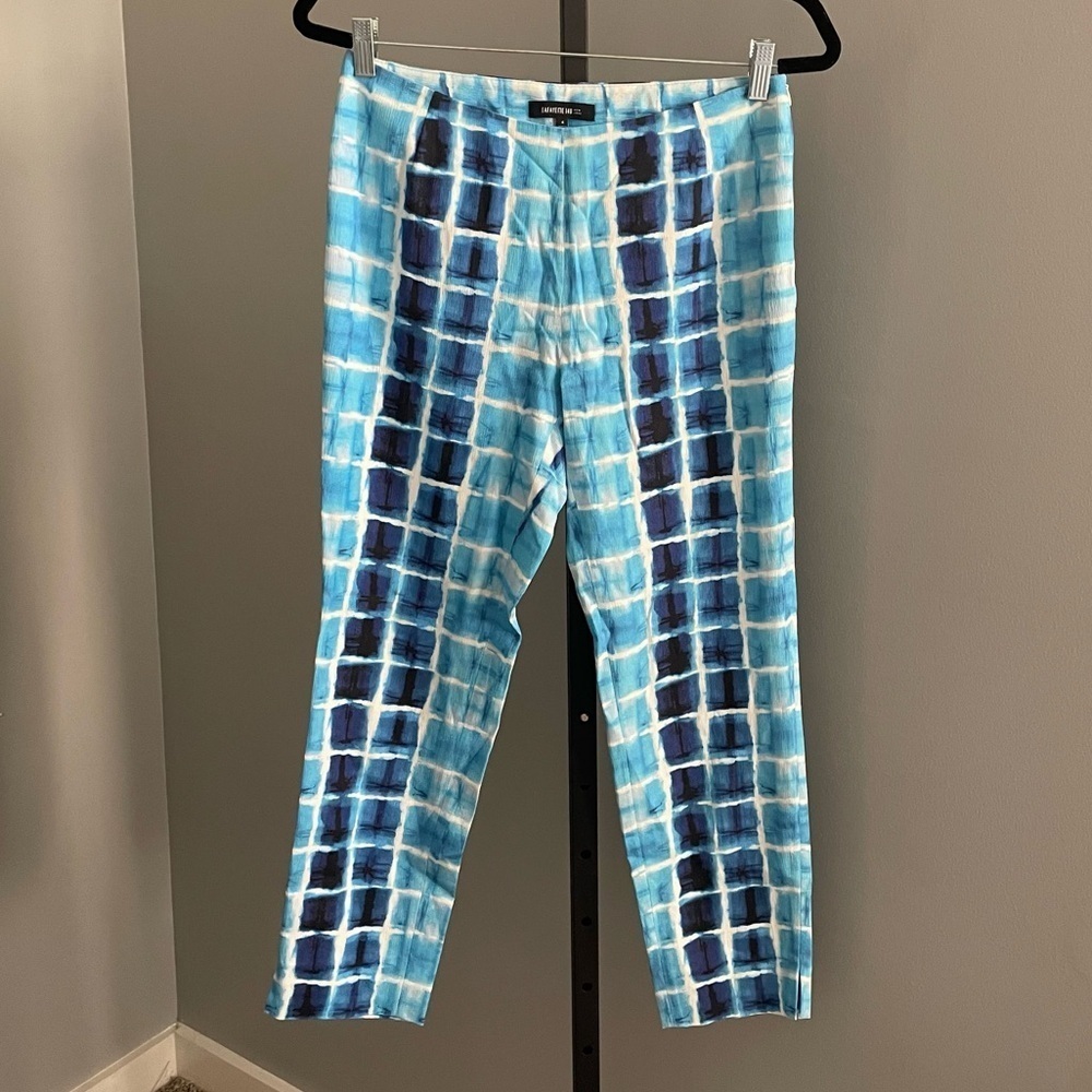 Lafayette 148 Stanton Blue Tie Dye Ankle Pants Size 4